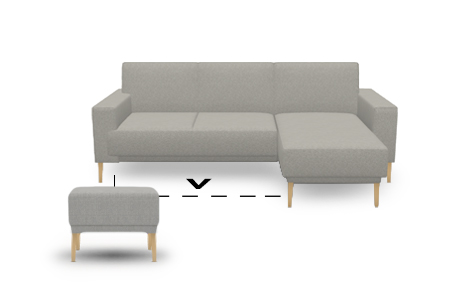 rohová rozkládací sestava L s podnožkou - pravá